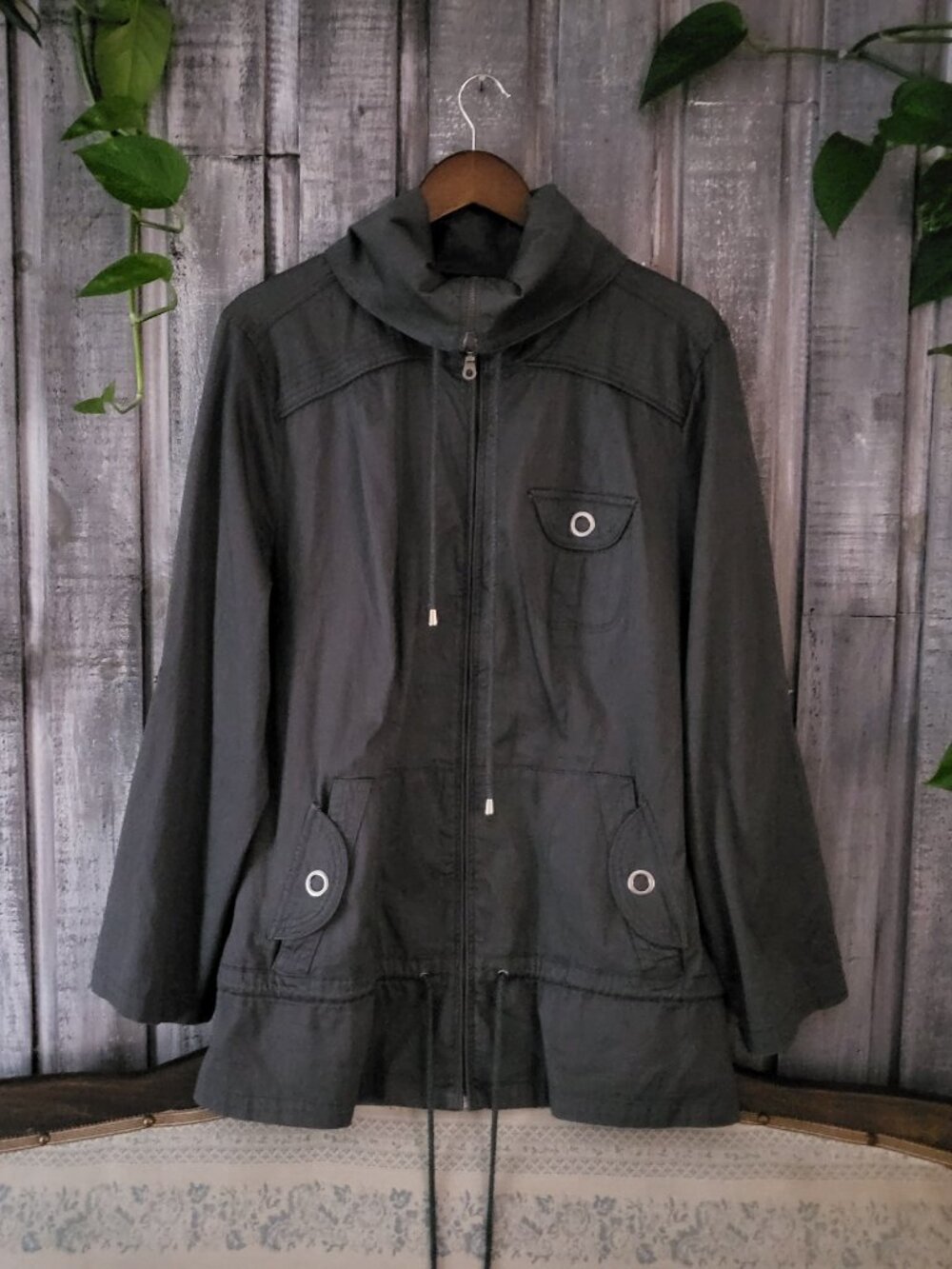 Utility Anorak Cargo Jacket Coat Plus Size 20 Charcoal Grey Womens  NWOT